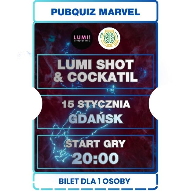 2026.01.15 [CZWARTEK] PubQuiz Marvel Lumi Shot&Cocktailbar Gdańsk 20:00